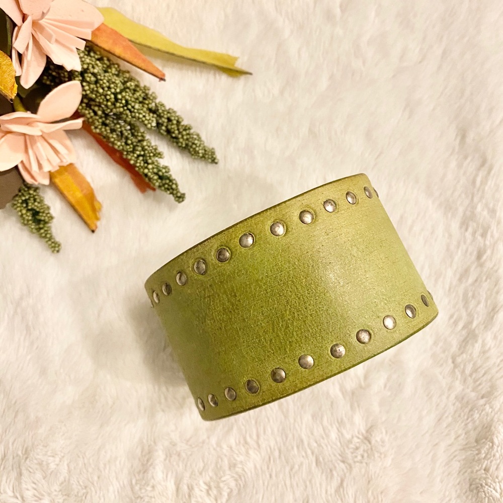 Green leather cuff
